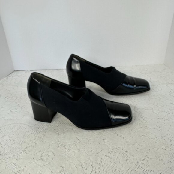 Paul Green, Shoe Black Fabric & Leather Pumps Block Heel, size 7M - Picture 5 of 9
